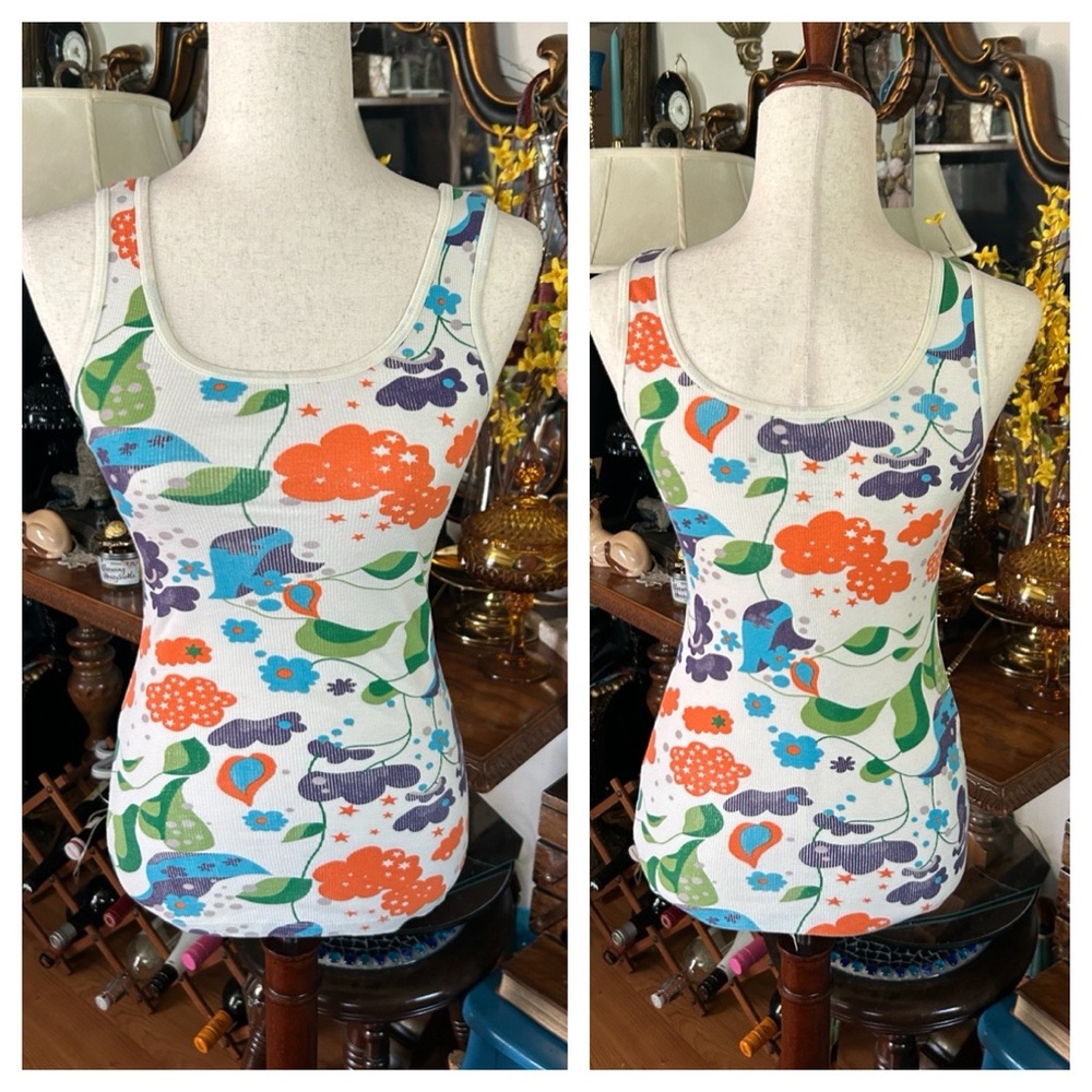 Ribbed Floral Tank Mini Dress or Tank Top - Picture 3 of 13